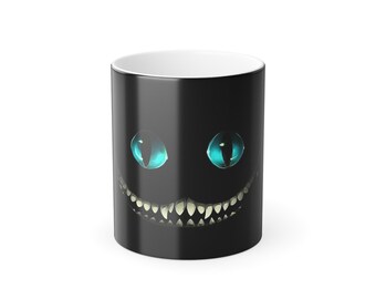 Alice in wonderland Cheshire cat, Color Morphing Mug,  Color Changing Coffee Cup, Unique Gift for Cat Lovers, Alice In Wonderland