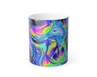 Groovy, Psychedelic Color Changing Coffee Mug: Oil Spill Morphing Mug, 11oz
