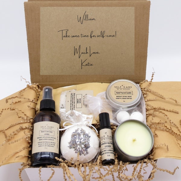 Muscle Recovery Gift Set / Relaxing Bath Kit with Beeswax Massage Candle