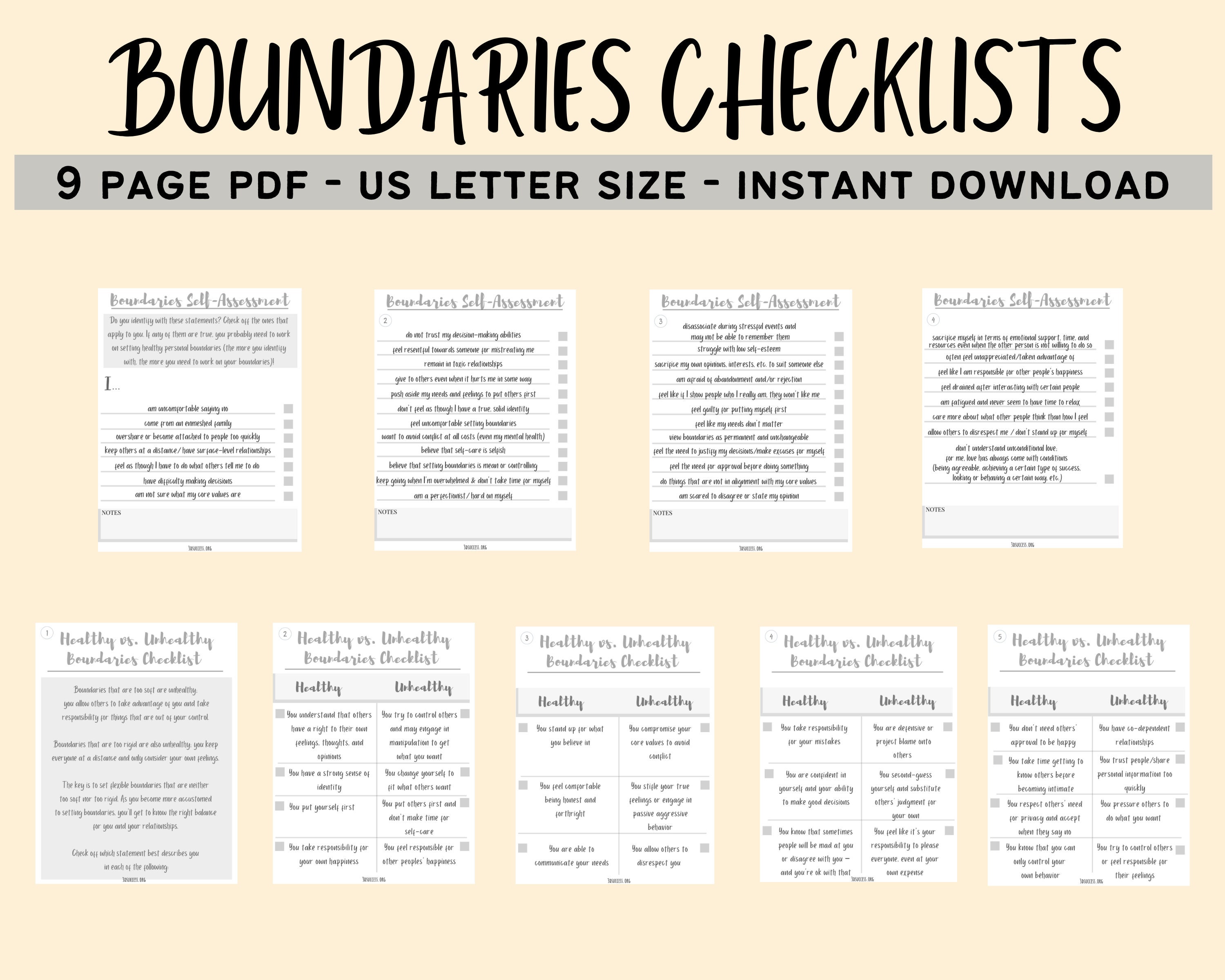 Setting Boundaries Checklists PDF / Printable Self-assessment - Etsy Setting Boundaries Checklists PDF / Printable Self-assessment - Etsy