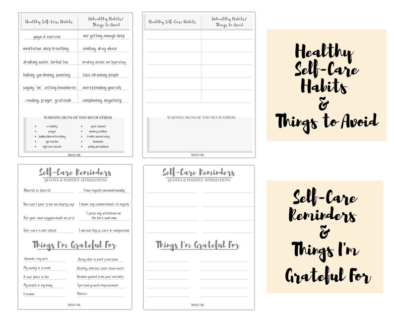 Self-care Plan Worksheets Printable PDF Bundle Self Care - Etsy