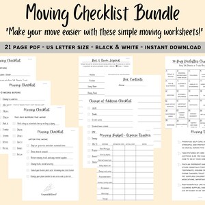 Printable Moving Checklist Bundle for Stress-Free Relocation / Simple Moving Planner