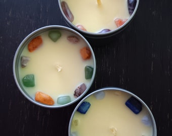 Crystal Candle Set of 3: Beeswax & Coconut Oil, Unscented (4 oz)