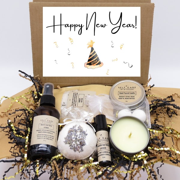 2024 New Years Eve Spa Gift Box / Holiday Self Care Package / Relaxing Organic Essential Oil