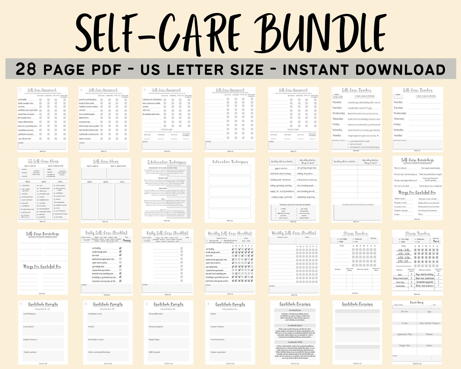 Self-care Plan Worksheets Printable PDF Bundle Self Care Ideas ...
