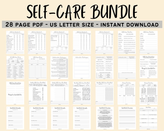 Self-Care Plan Worksheets Printable PDF Bundle Self Care - Etsy México
