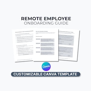 Leitfaden für die Einarbeitung von Remote-Mitarbeitern, Willkommenshandbuch für neue Mitarbeiter, Digitale Onboarding-Vorlage (Canva), Schulungsleitfaden für HR-Manager im operativen Bereich