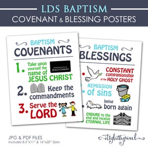 LDS Baptism Poster - Primary PRINTABLE Baptismal Covenant Promise Preparation Sign Decor Visual Art Lesson Help Sharing Time Sunday School