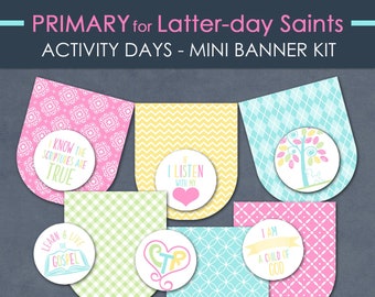 Activity Days Mini Banner Kit - LDS DIY Craft Pdf PRINTABLE Digital Ward Stake Young Womans Summer Camp Day Camp Activity Ideas Primary