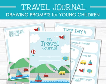 Kids Travel Journal- Printable Digital PDF Road Trip Daily Memory Book Keepsake Journaling Car Cruise Train Plane Vacation Cross Country