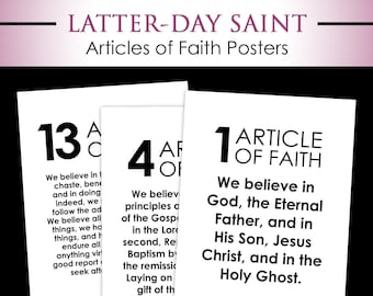 LDS Article of Faith Posters - PRINTABLE Sign Church of Jesus Christ Mormon Belief Memorize Primary Young Women Men Relief Society Activity