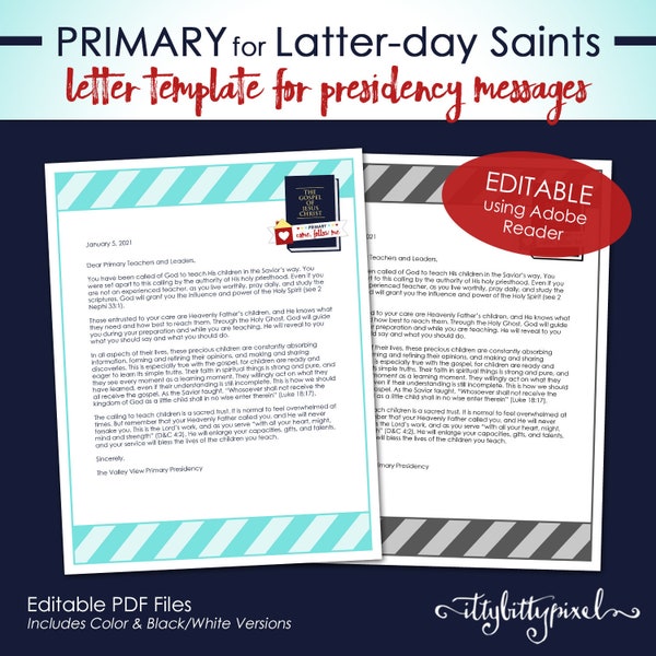 LDS Primary 2024 Letter - Come Follow Me Theme New Testament PRINTABLE Editable PDF Presidency Teacher Newsletter Announcement P005