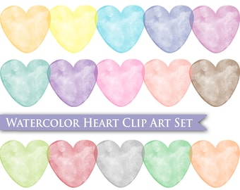 Watercolor Hearts Clip Art - Digital Painted Hearts Painted Clipart Heart Clipart Watercolor Clipart Images Graphics Pastel Colors