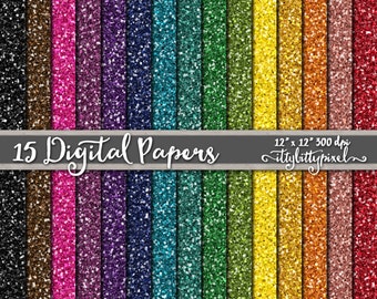 Glitter Digital Paper, Dark Rainbow Colors, Sparkle Scrapbooking Paper, Glitter Scrapbook Paper, Glitter Backgrounds Glitter Paper Texture