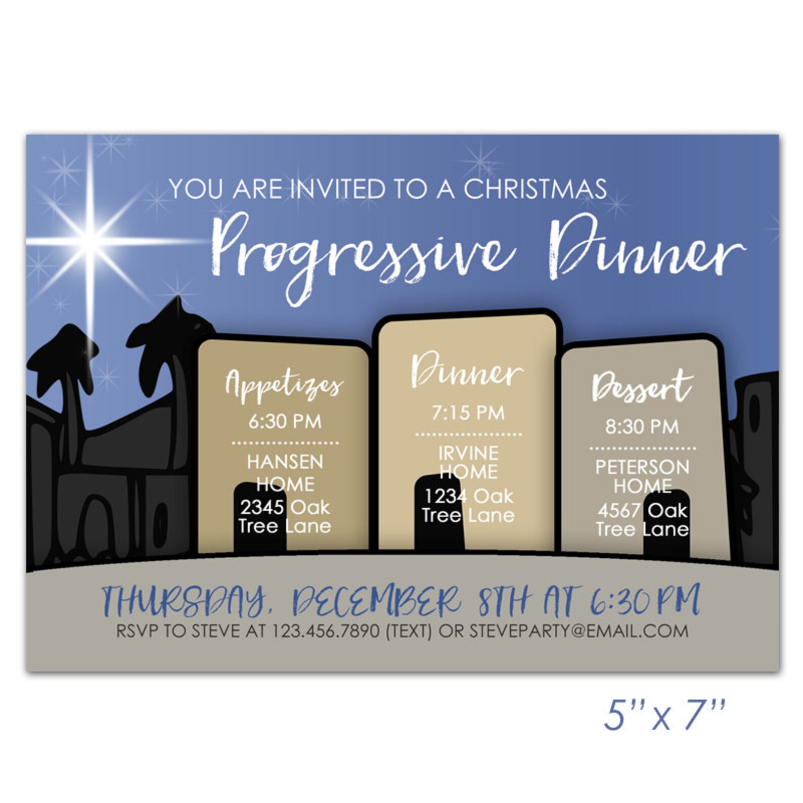 Christmas Progressive Dinner Party Invitation Announcement Etsy