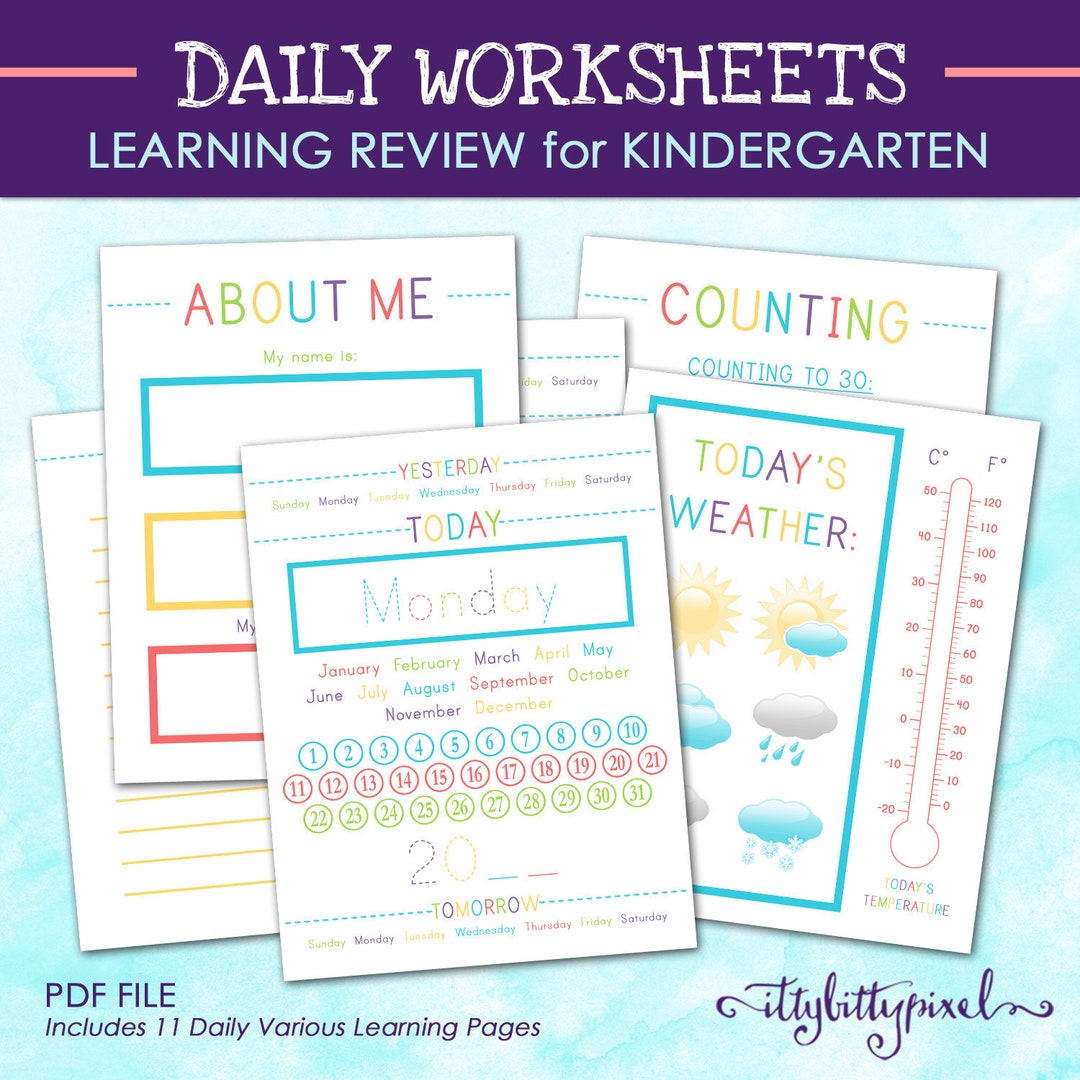 Kindergarten Daily Worksheets - Calendar Month Day Week Date Weather ...