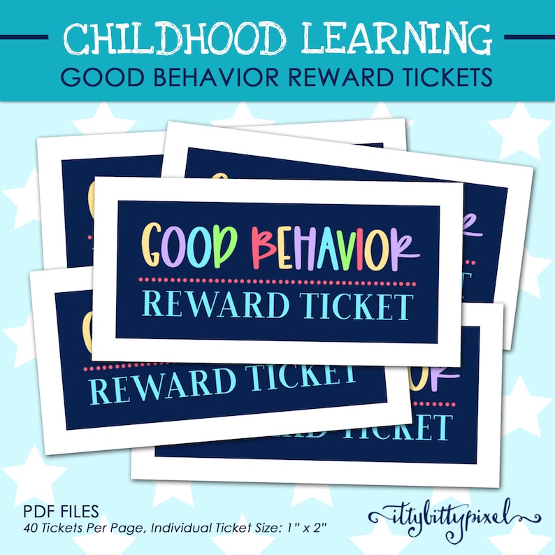 kids good behavior reward ticket printable digital pdf prize etsy