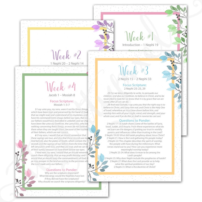 Book of Mormon Scripture Reading Chart & Thought Card LDS - Etsy