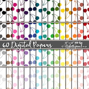 Cherry Scrapbook Paper, Fruit Scrapbooking Paper, Cherry Digital Paper Pack, Cherry Background, Fruit Paper, Cherry Paper, Commercial Use