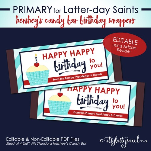 LDS Primary Birthday Chocolate Candy Bar Wrapper Primary - Etsy