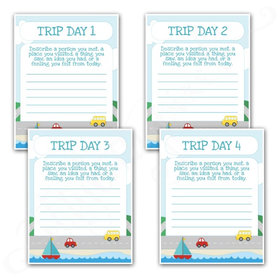 Kids Personalised Travel Journal Printable Kit Vacation Memory