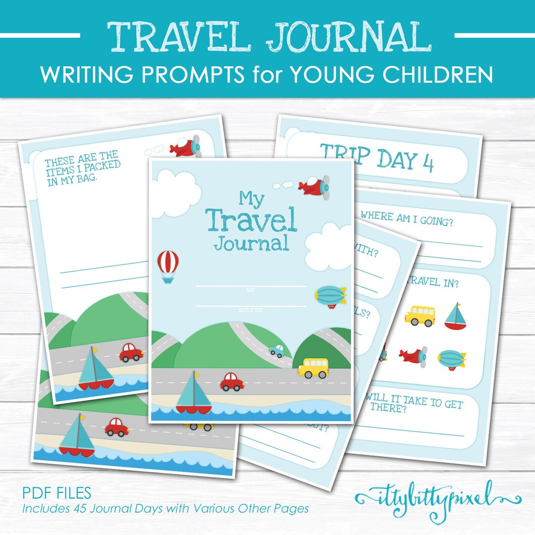 Kids Travel Journal- Printable Digital PDF Road Trip Daily Memory Book ...