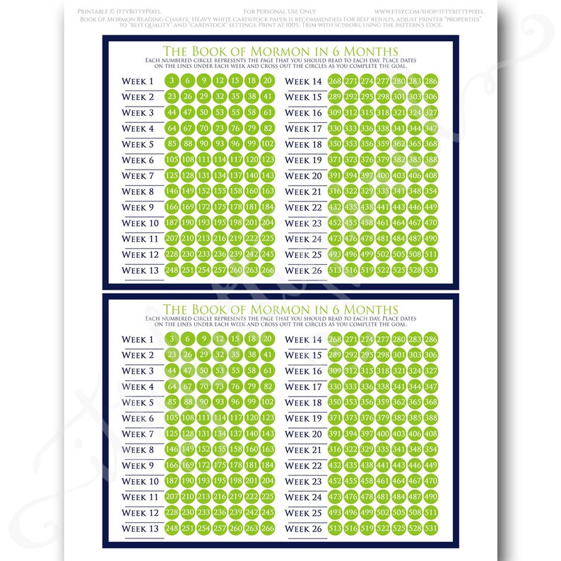 book of mormon scripture reading chart lds 6 month young book of mormon 6 month reading chart