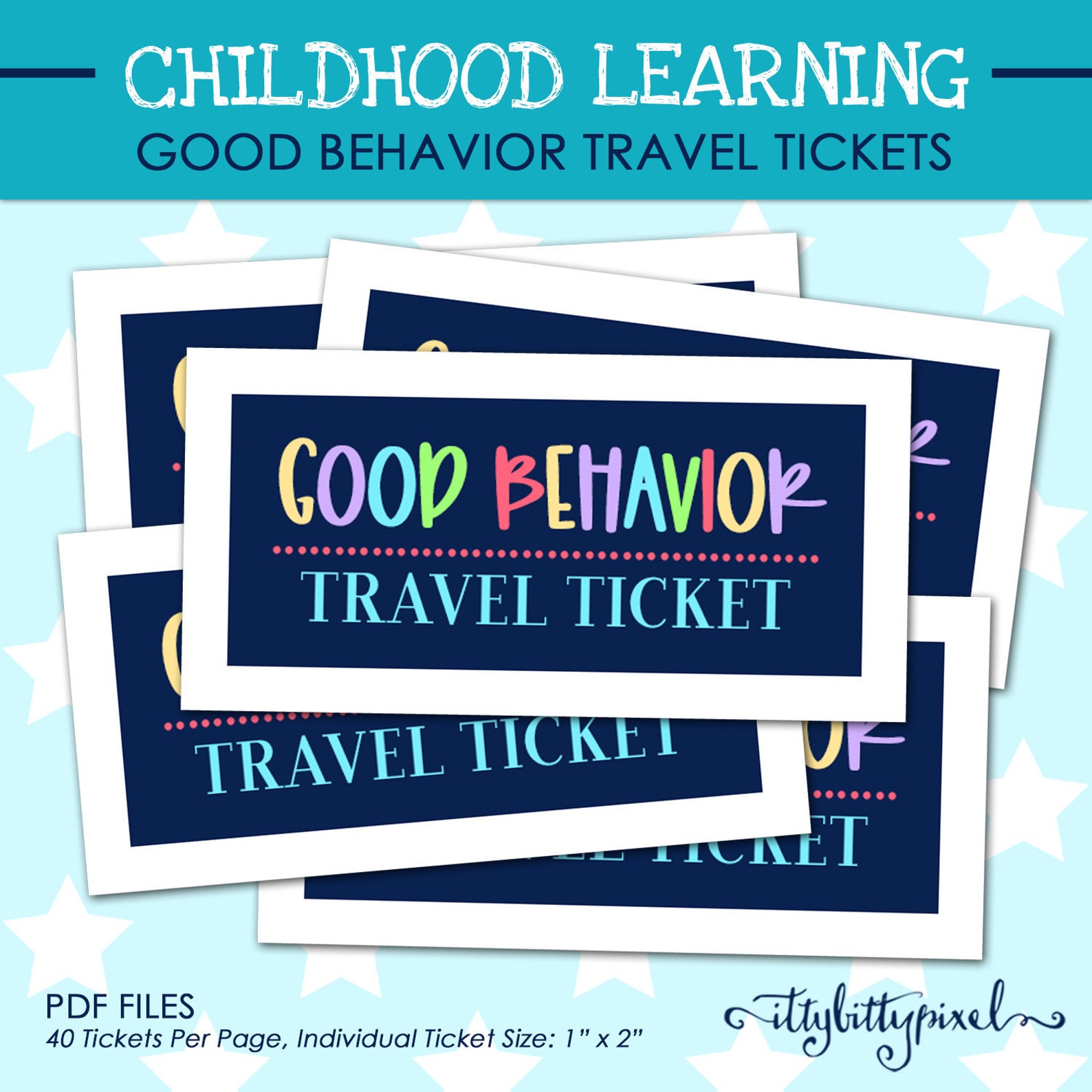 kids good behavior travel tickets printable digital pdf