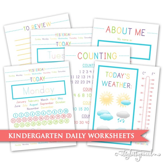 Kindergarten Daily Worksheets Calendar Month Day Week Date | Etsy