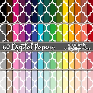 Moroccan Scrapbook Paper, Trellis Scrapbooking Paper, Lattice Digital Paper, Moroccan Pattern Backgrounds, Lattice Paper, Moroccan Paper