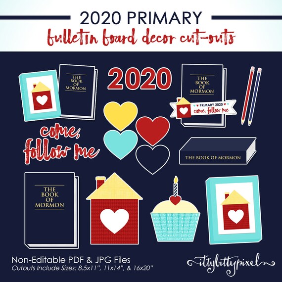 Lds 2020 Primary Bulletin Board Cutouts Come Follow Me Book Etsy