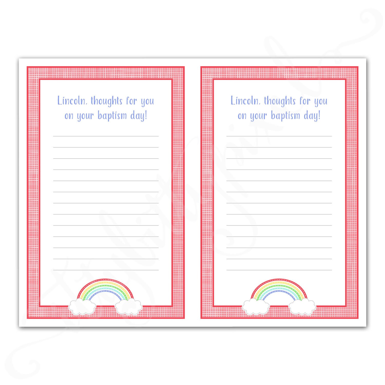 LDS Baptism Thought Handout - EDITABLE PDF Half Page Printable Testimony  Memory Book Gift Keepsake Boy Red Blue I Like to Look for Rainbow - Etsy, image size:1500x1500