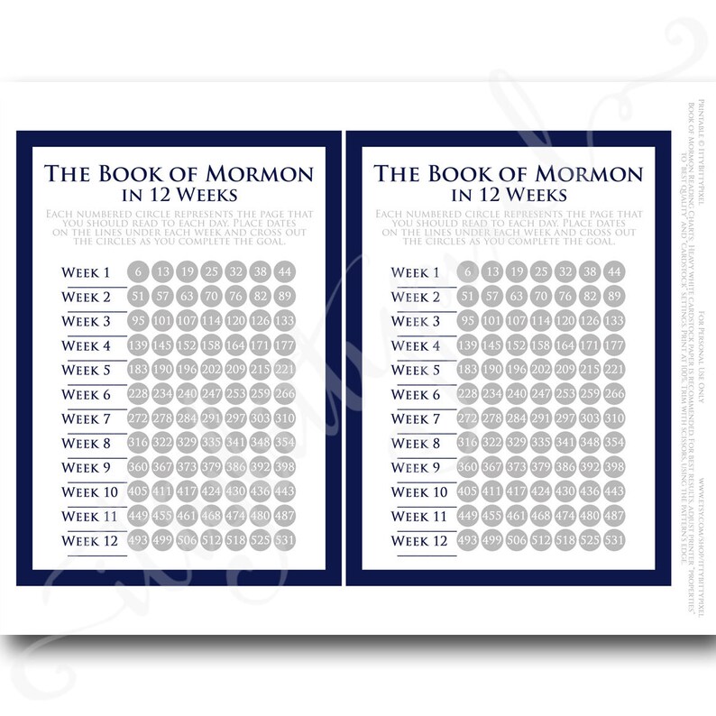 Book Of Mormon Reading Chart 100 Days