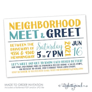 Invitation à la rencontre et à la bienvenue du quartier - Annonce de rassemblement de fête de quartier Carte d'invitation Numérique Personnalisée Barbecue BBQ Réunion
