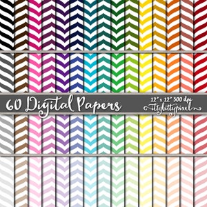 Curved Chevron Scrapbook Paper, Scrapbooking Paper, Chevron Digital Paper, Chevron Paper, Thin Chevron, Commercial Use Paper Pack, Colorful