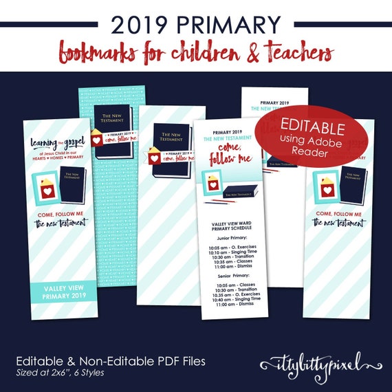 LDS 2019 Primary Bookmarks Come Follow Me New Testament | Etsy