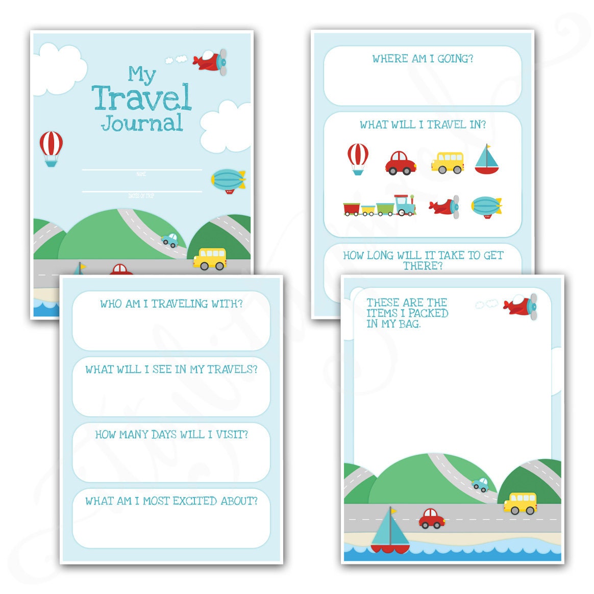 Kids Travel Journal Printable Digital PDF Road Trip Daily | Etsy