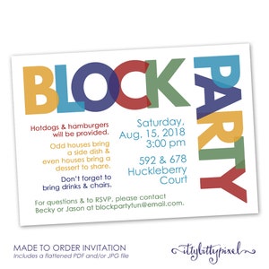 Invito alla festa del blocco di quartiere - Biglietto d'invito per l'annuncio Digitale personalizzato personalizzato Summer Party Barbecue BBQ Family Reunion Friends