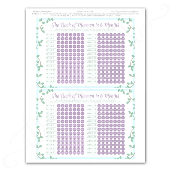 Book Of Mormon 6 Month Reading Chart