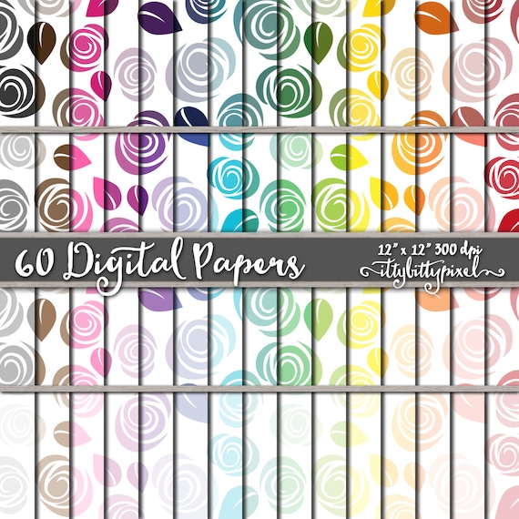 Rose Flower Scrapbook Paper, Floral Scrapbooking Paper, Flower Digital Paper, Floral Pattern, Flower Paper, Rose Paper