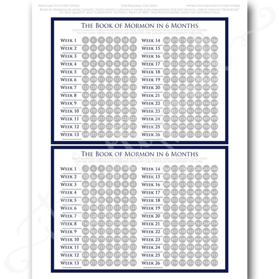 Book Of Mormon 6 Month Reading Chart