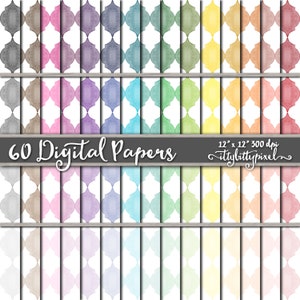 Watercolor Moroccan Scrapbook Paper, Trellis Scrapbooking Paper, Lattice Digital Paper, Moroccan Backgrounds, Paint Painted, Moroccan Paper