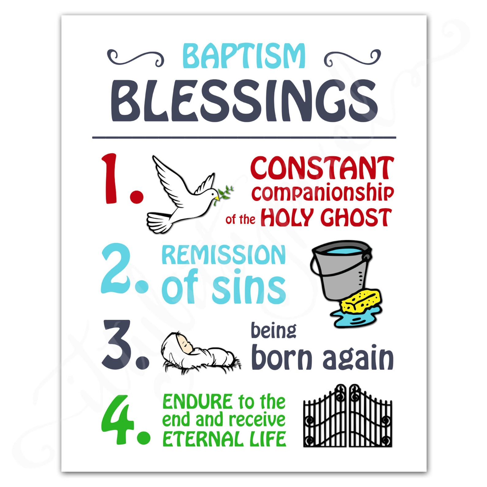 LDS Baptism Poster Primary PRINTABLE Baptismal Covenant Etsy