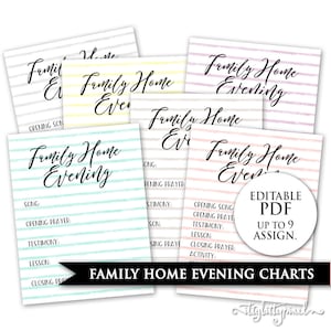 Family Home Evening Chart - LDS Editable Pdf PRINTABLE Digital FHE Assignment Jobs Board Family Night Help Customize Custom Personalize