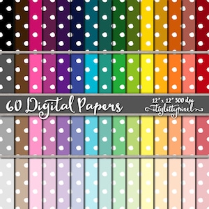Polka Dot Scrapbook Paper, Polka Dot Scrapbooking Paper, Polka Dot Digital Paper, Polka Dot Digital Paper, Red, Orange, Yellow, Green, Blue