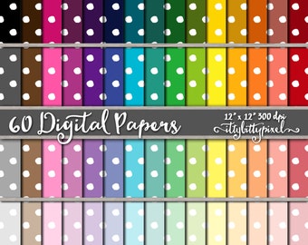 Polka Dot Scrapbook Paper, Polka Dot Scrapbooking Paper, Polka Dot Digital Paper, Polka Dot Digital Paper, Red, Orange, Yellow, Green, Blue