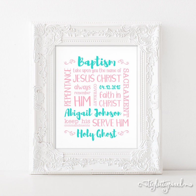 LDS Baptism Subway Art Custom Digital Wall Art Print | Etsy
