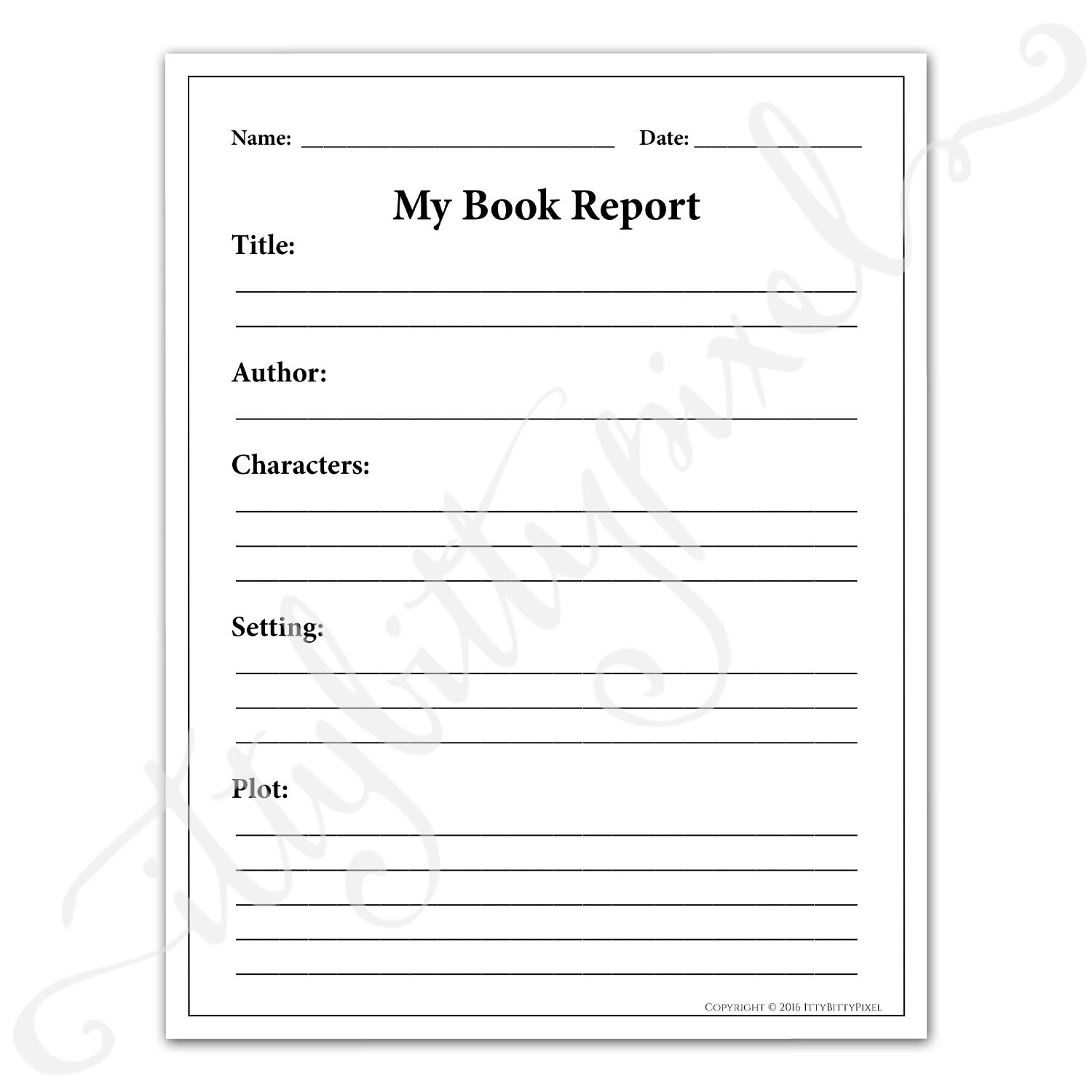 Book Report Worksheet Printable - First Second Third Grade Young Child ...