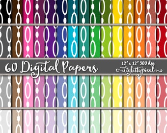 Bead Circle Polka Dot Pattern, Digital Scrapbook Paper, 60 Colors (12x12 JPG)