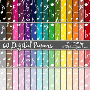 Carta per album di ritagli musicali, Carta per scrapbooking musicale, Carta digitale per note musicali, Carta per note musicali, Carta per note musicali, Piccolo uso commerciale, 60.001